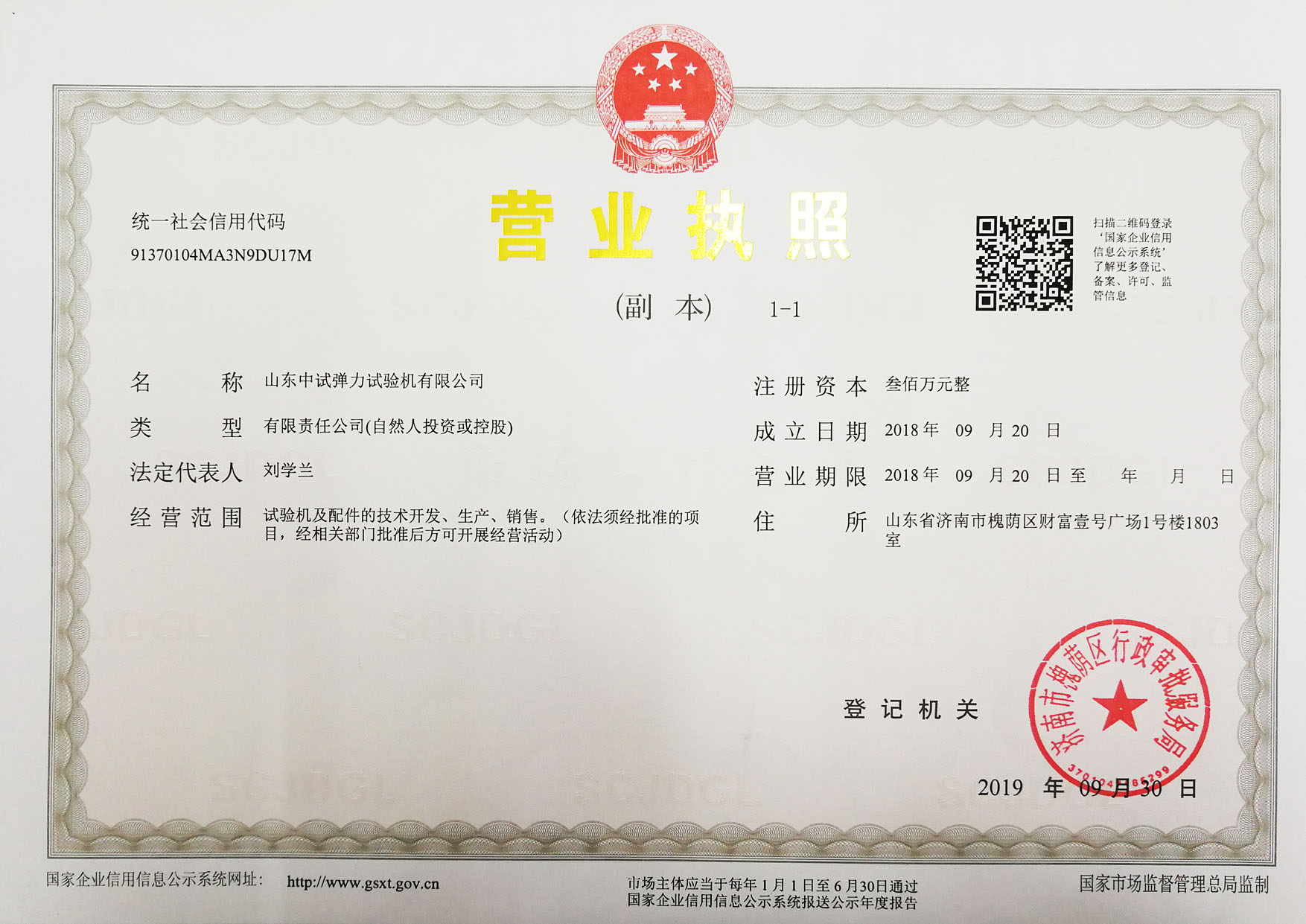 中试弹力营业执照